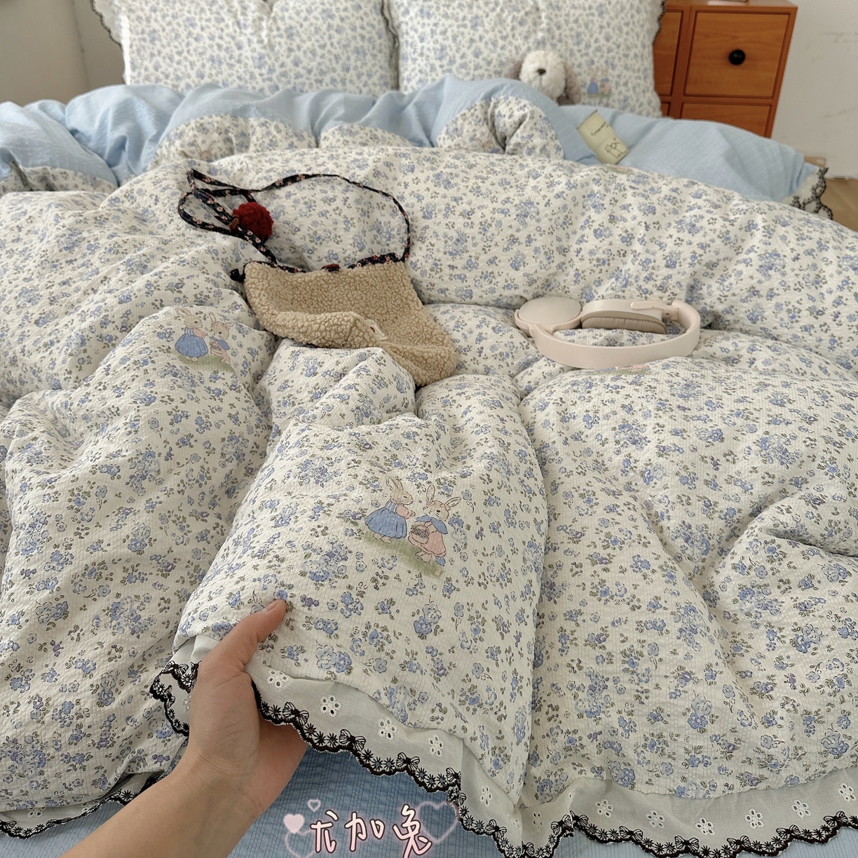 顾里家纺 2026新款法式复古花边三层纱四件套（会员-2元） 尤加兔