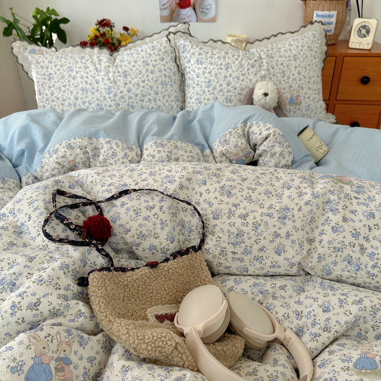 91家纺网 家纺一手货源 找家纺 顾里家纺 2026新款法式复古花边三层纱四件套（会员-2元） 尤加兔