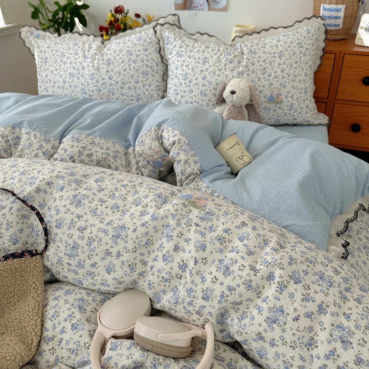 91家纺网 家纺一手货源 找家纺 顾里家纺 2026新款法式复古花边三层纱四件套（会员-2元） 尤加兔