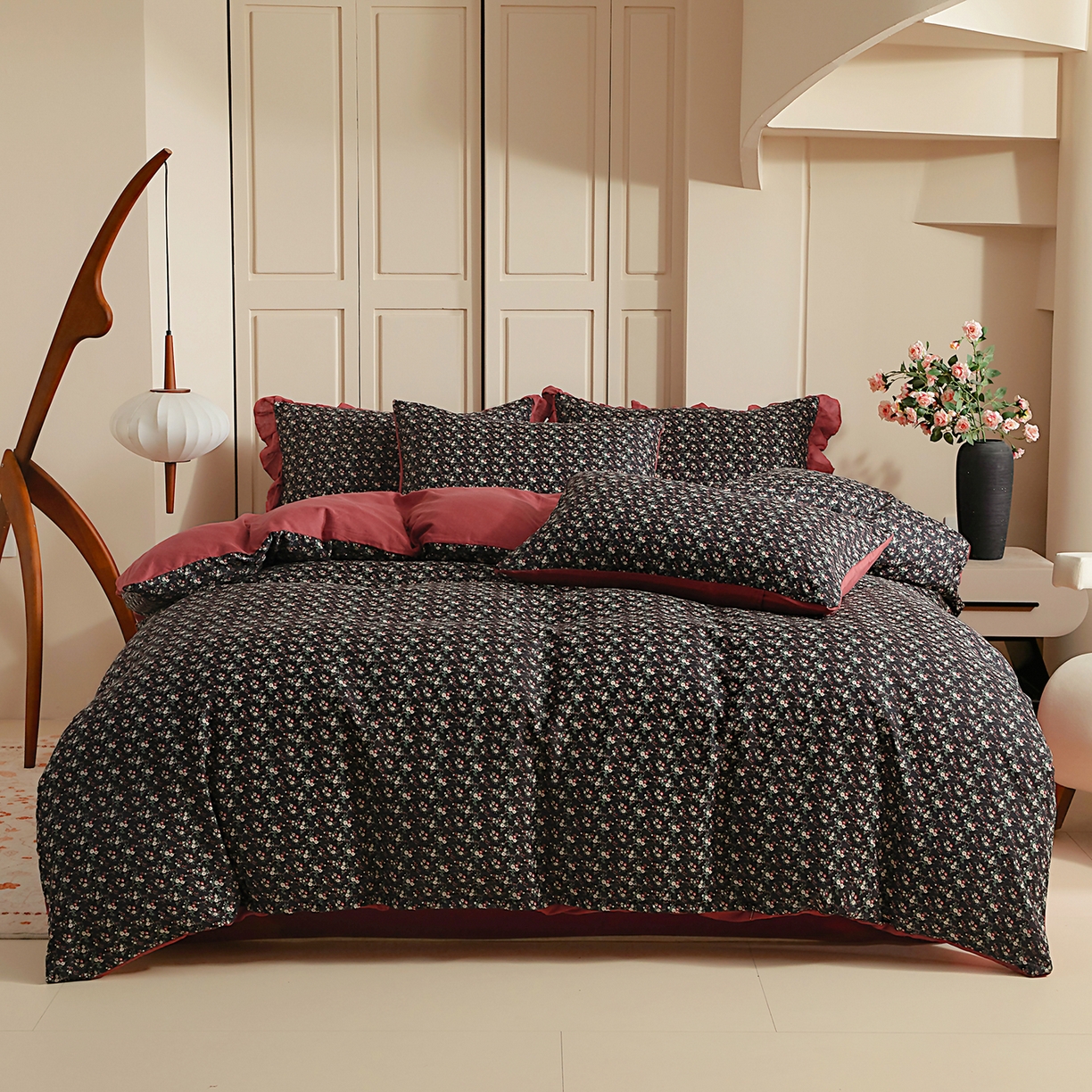 91家纺网 家纺一手货源 找家纺 （总）情煊家纺 2026新款全棉双层纱经典款四件套