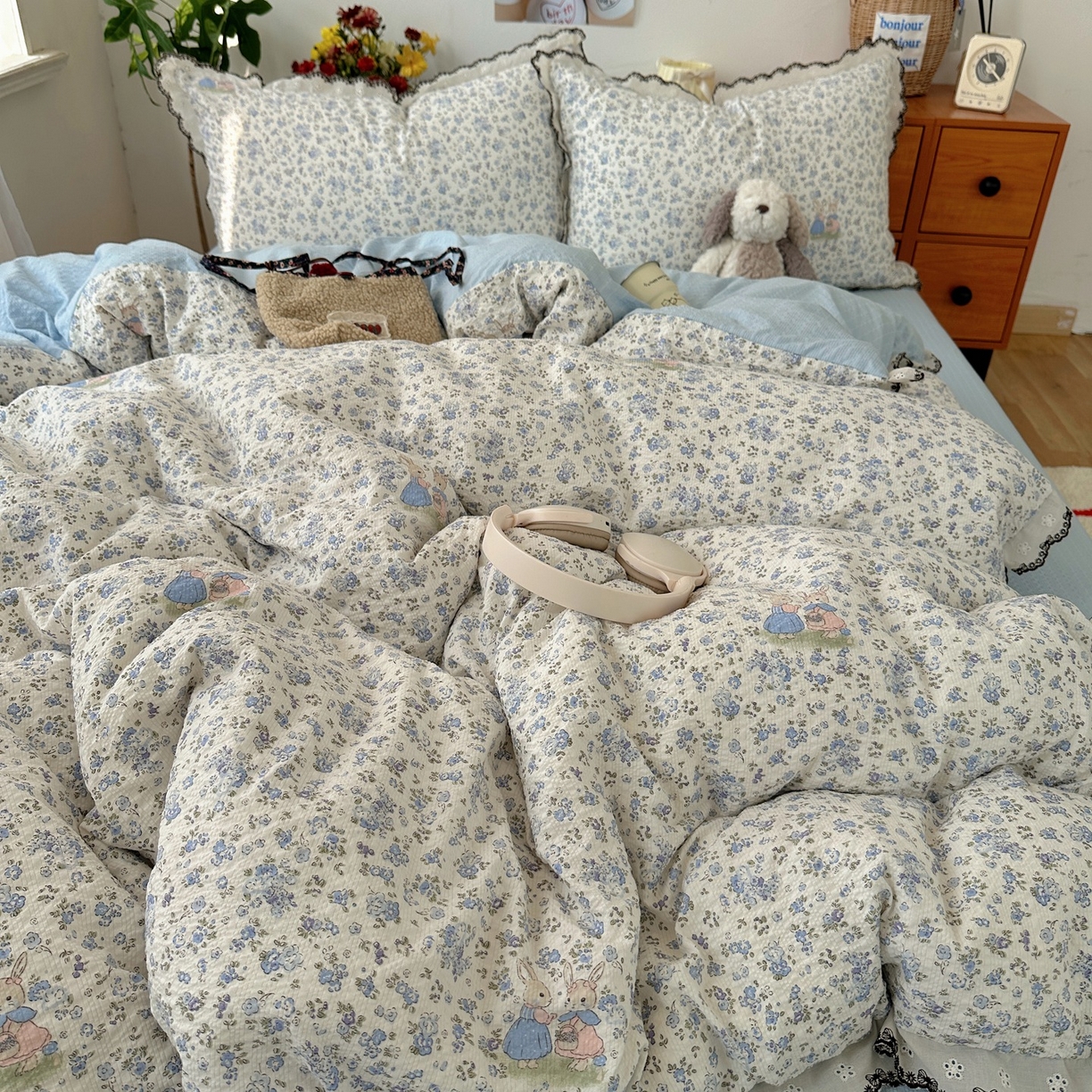 91家纺网 家纺一手货源 找家纺 顾里家纺 2026新款法式复古花边三层纱四件套（会员-2元） 尤加兔