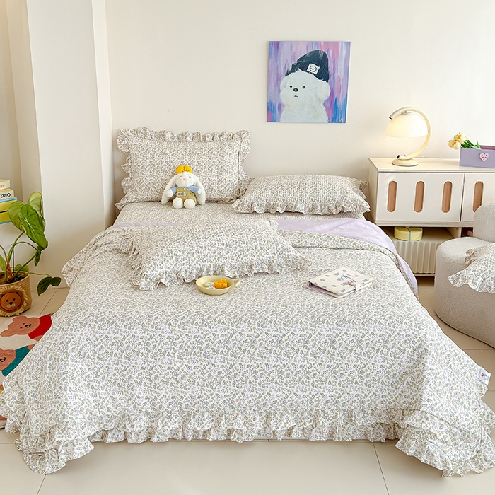 91家纺网 家纺一手货源 找家纺 归属 2026春夏新款古法仿棉单床盖床盖三件套 青萝漫影