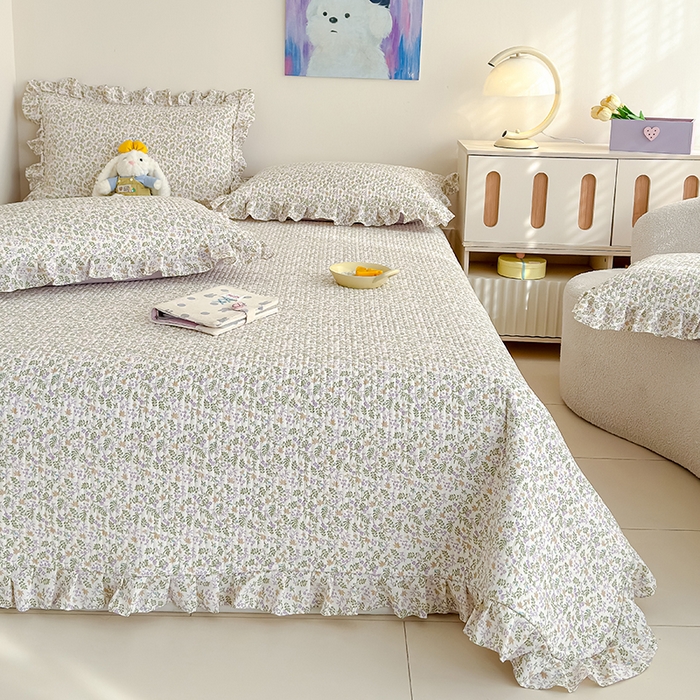 91家纺网 家纺一手货源 找家纺 归属 2026春夏新款古法仿棉单床盖床盖三件套 青萝漫影