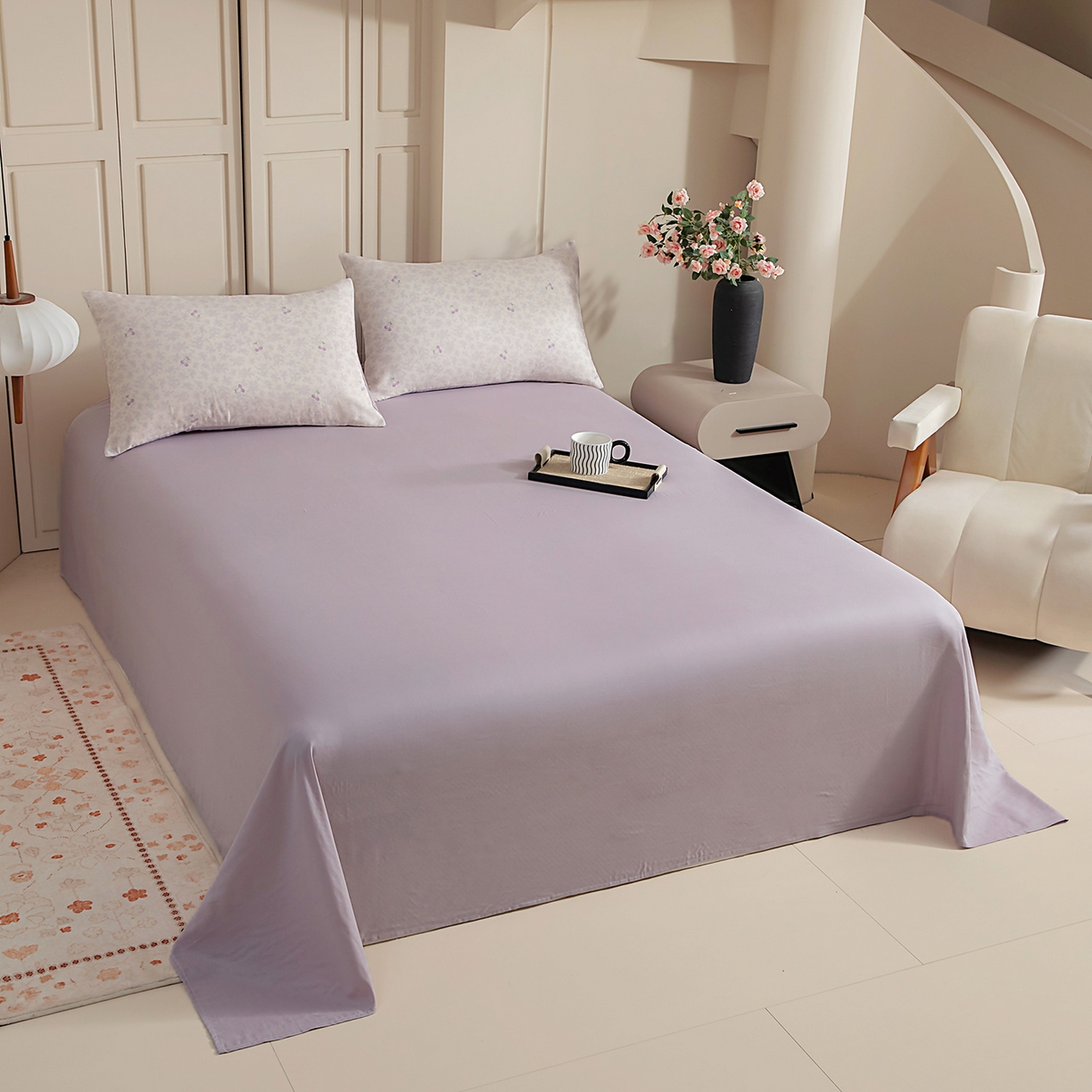 91家纺网 家纺一手货源 找家纺 情煊家纺 2026新款全棉双层纱单品床单 仙霞