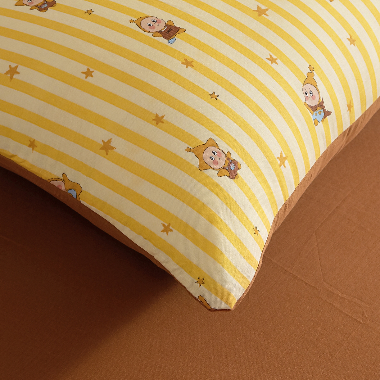 91家纺网 家纺一手货源 找家纺 情煊家纺 2026新款全棉双层纱单品枕套 经典款-星星人