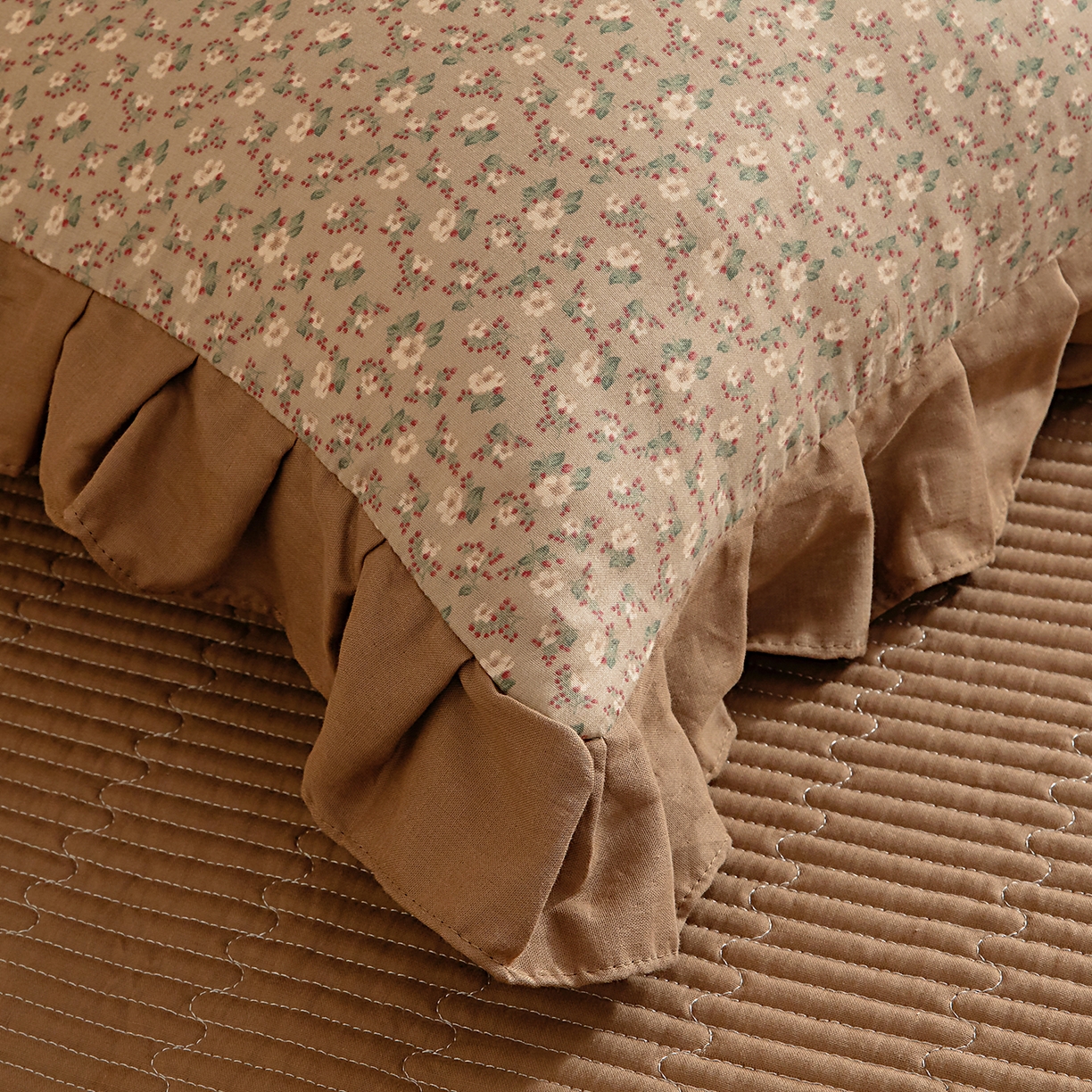 91家纺网 家纺一手货源 找家纺 情煊家纺 2026新款全棉双层纱单品枕套 花边款-绯红