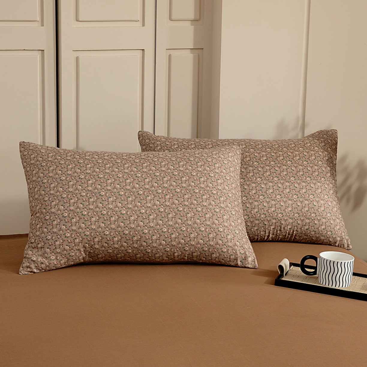 情煊家纺 2026新款全棉双层纱单品枕套 经典款-绯红