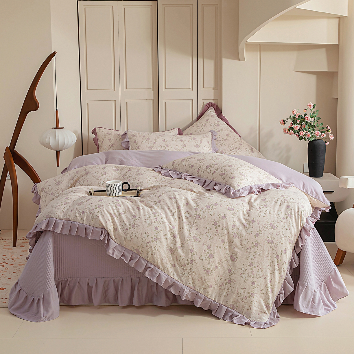 91家纺网 家纺一手货源 找家纺 （总）情煊家纺 2026新款全棉双层纱花边款绣花款单被套