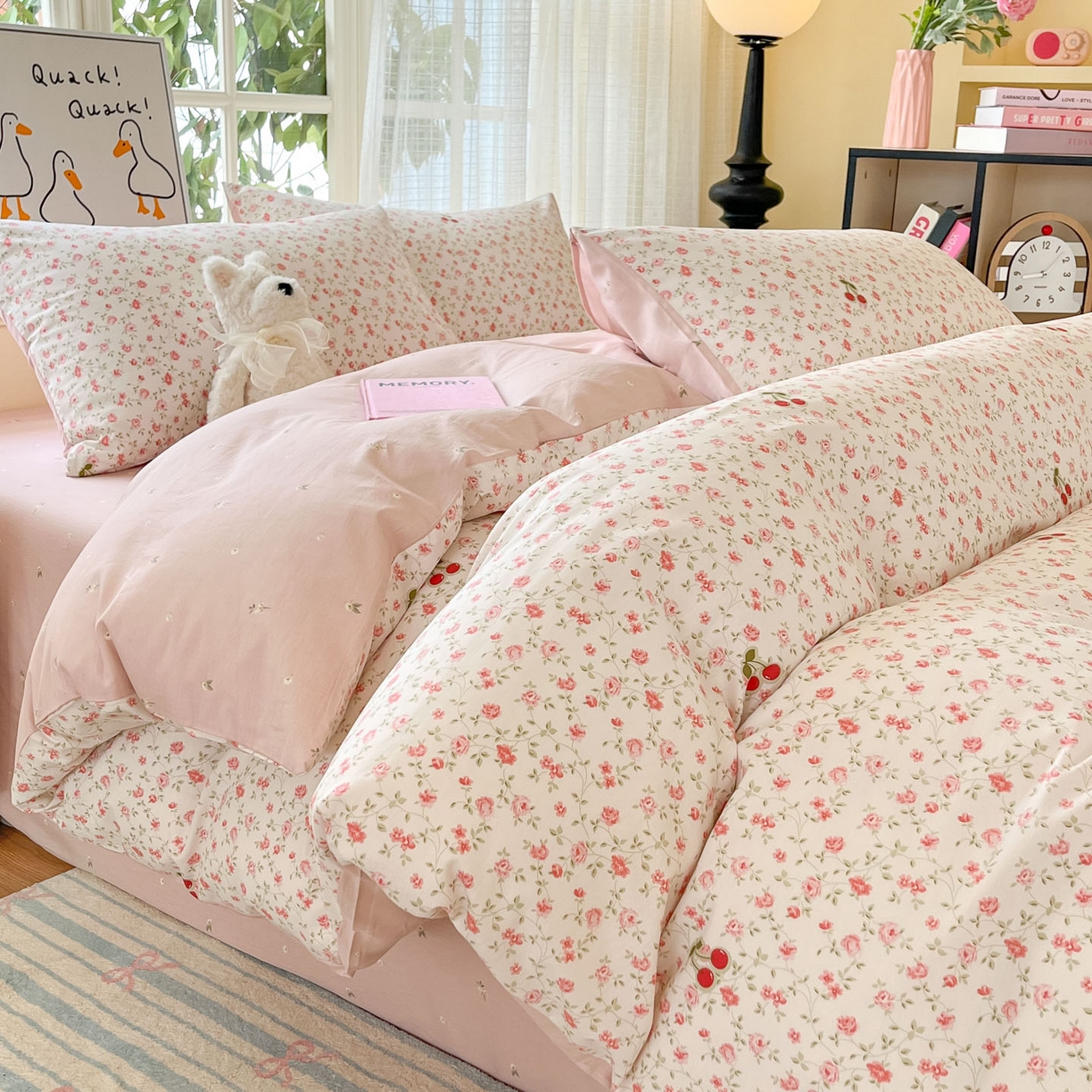 91家纺网 家纺一手货源 找家纺 （总）睡美美家纺 2026新款全棉纯棉斜纹印花喷气小清新四季款学生三件套四件套