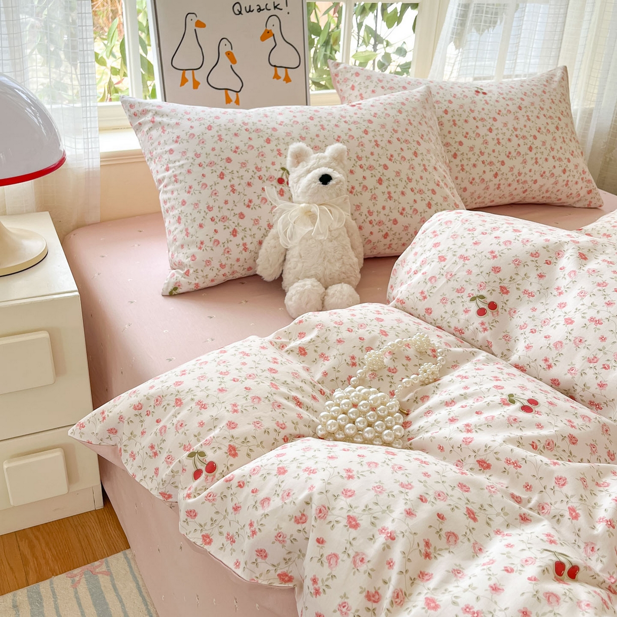 91家纺网 家纺一手货源 找家纺 （总）睡美美家纺 2026新款全棉纯棉斜纹印花喷气小清新四季款学生三件套四件套