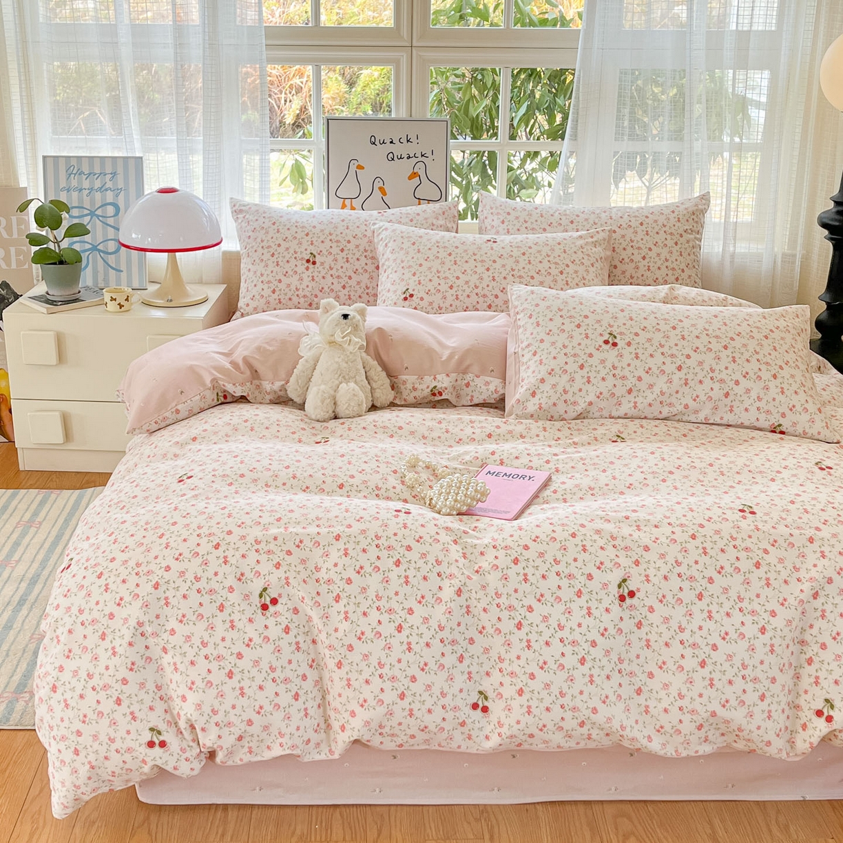 91家纺网 家纺一手货源 找家纺 （总）睡美美家纺 2026新款全棉纯棉斜纹印花喷气小清新四季款学生三件套四件套