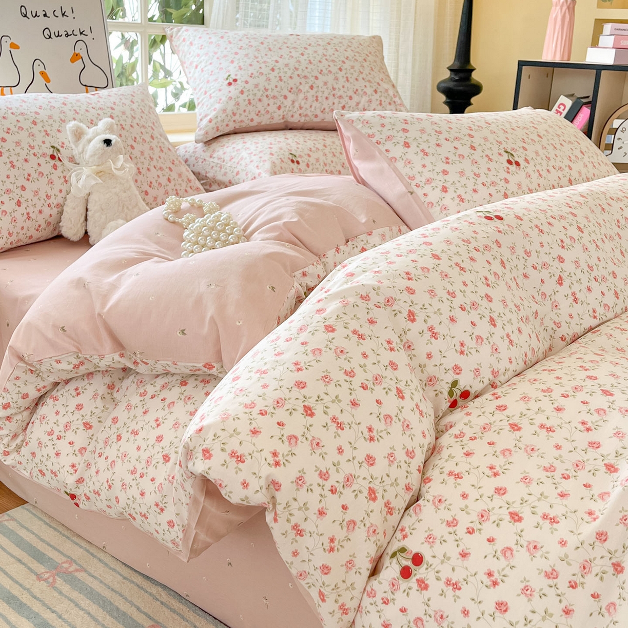 91家纺网 家纺一手货源 找家纺 （总）睡美美家纺 2026新款全棉纯棉斜纹印花喷气小清新四季款学生三件套四件套