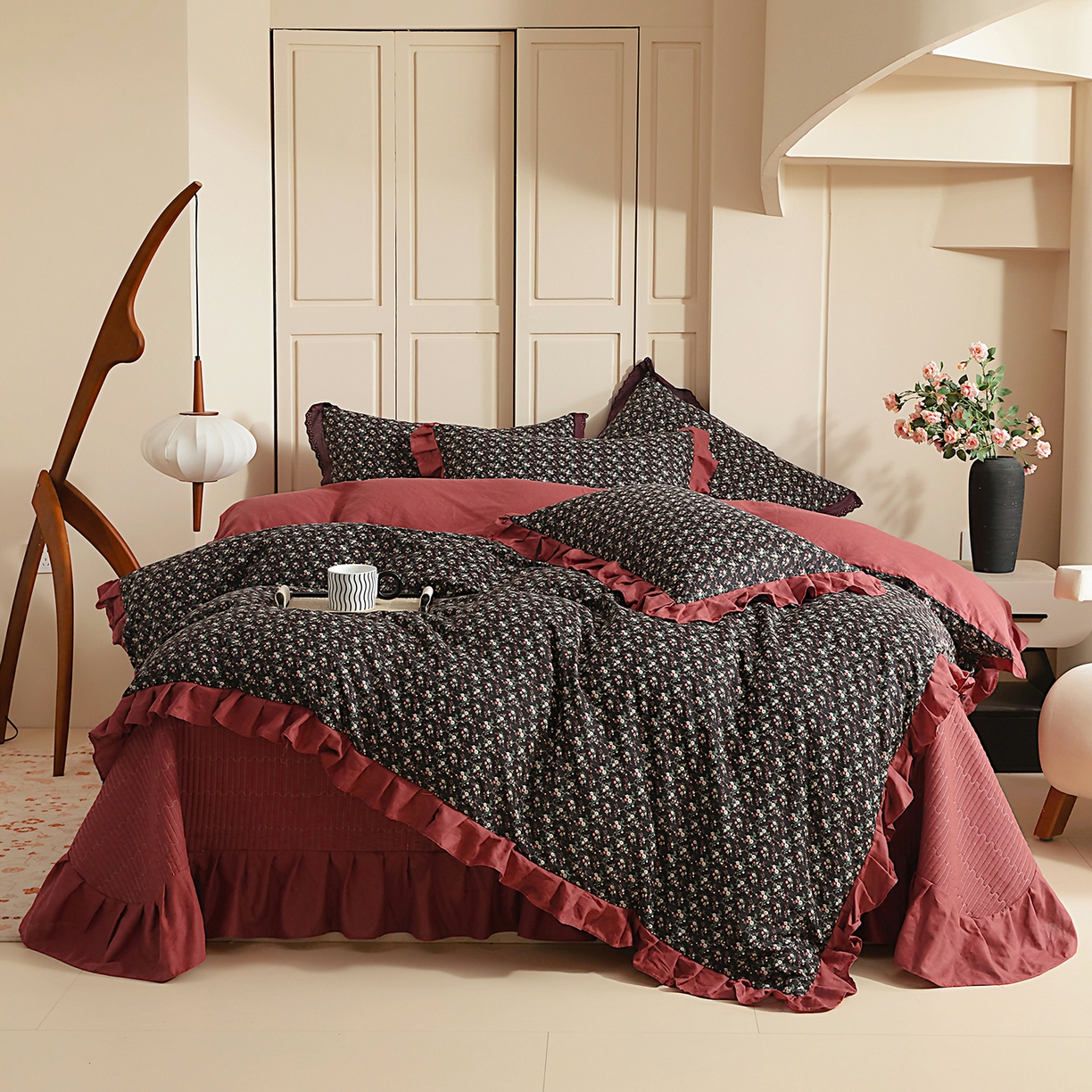 91家纺网 家纺一手货源 找家纺 （总）情煊家纺 2026新款全棉双层纱花边款绣花款单被套