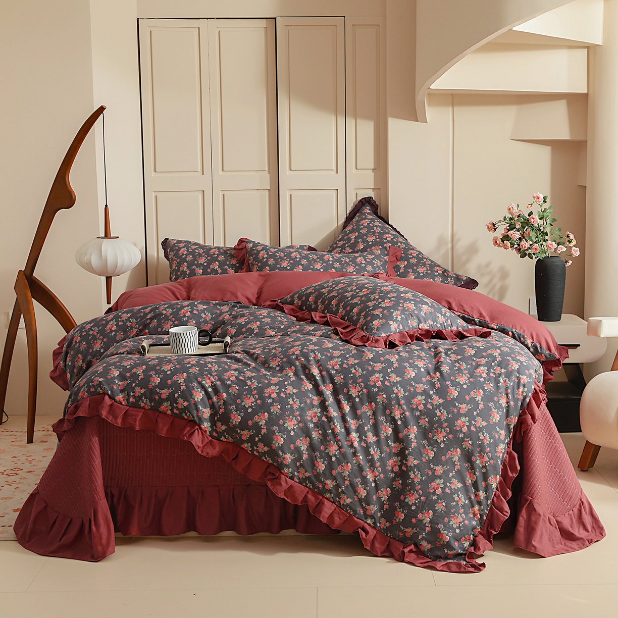 91家纺网 家纺一手货源 找家纺 （总）情煊家纺 2026新款全棉双层纱花边款绣花款单被套