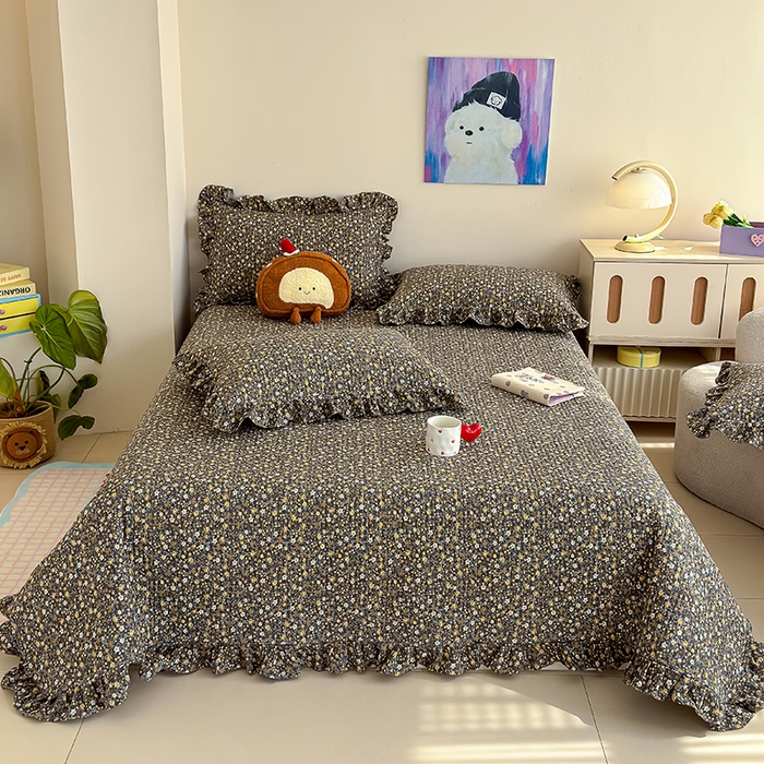 91家纺网 家纺一手货源 找家纺 归属 2026春夏新款古法仿棉单床盖床盖三件套 山野繁花