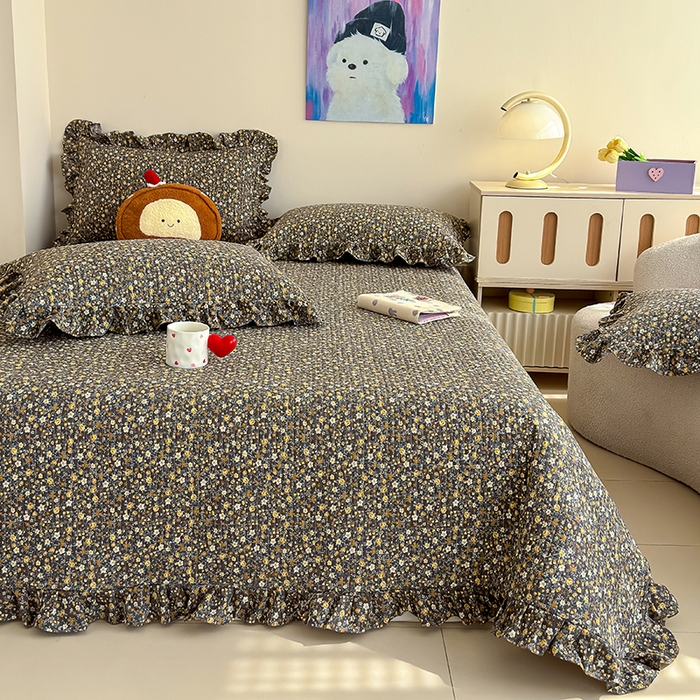 91家纺网 家纺一手货源 找家纺 归属 2026春夏新款古法仿棉单床盖床盖三件套 山野繁花