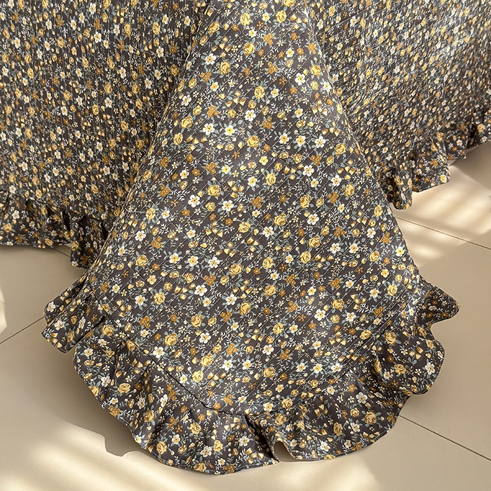 91家纺网 家纺一手货源 找家纺 归属 2026春夏新款古法仿棉单床盖床盖三件套 山野繁花