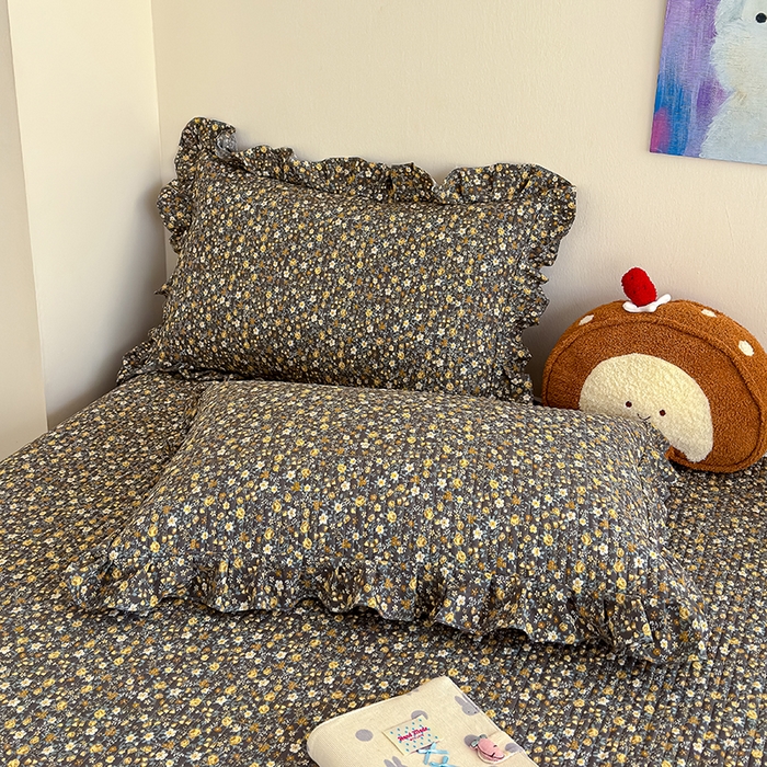 91家纺网 家纺一手货源 找家纺 归属 2026春夏新款古法仿棉单床盖床盖三件套 山野繁花