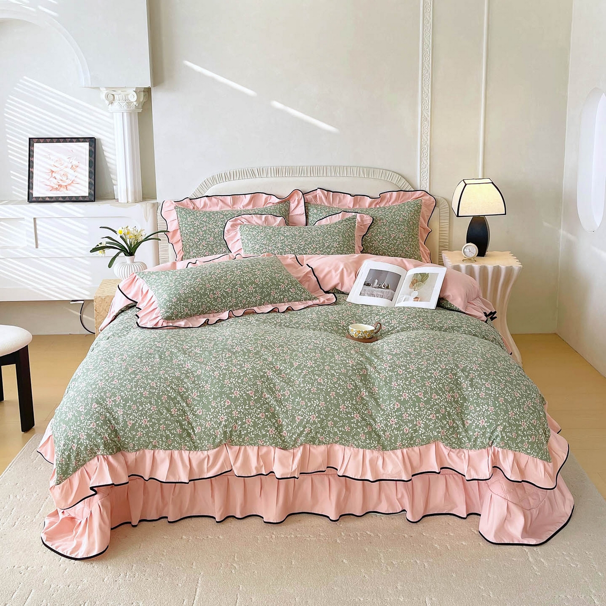 91家纺网 家纺一手货源 找家纺 （总）锦彩家居 2026新款花边小碎花床盖四件套