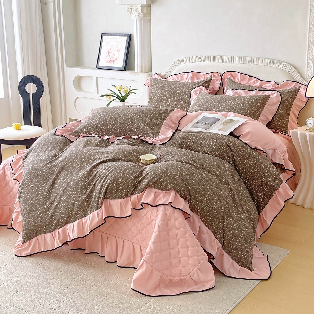 91家纺网 家纺一手货源 找家纺 （总）锦彩家居 2026新款花边小碎花床盖四件套