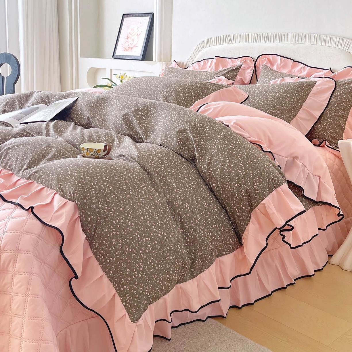 91家纺网 家纺一手货源 找家纺 （总）锦彩家居 2026新款花边小碎花床盖四件套