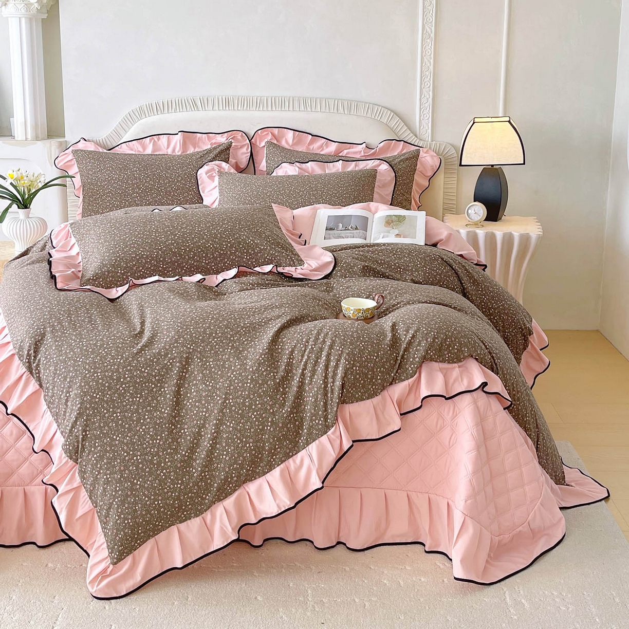 91家纺网 家纺一手货源 找家纺 （总）锦彩家居 2026新款花边小碎花床盖四件套