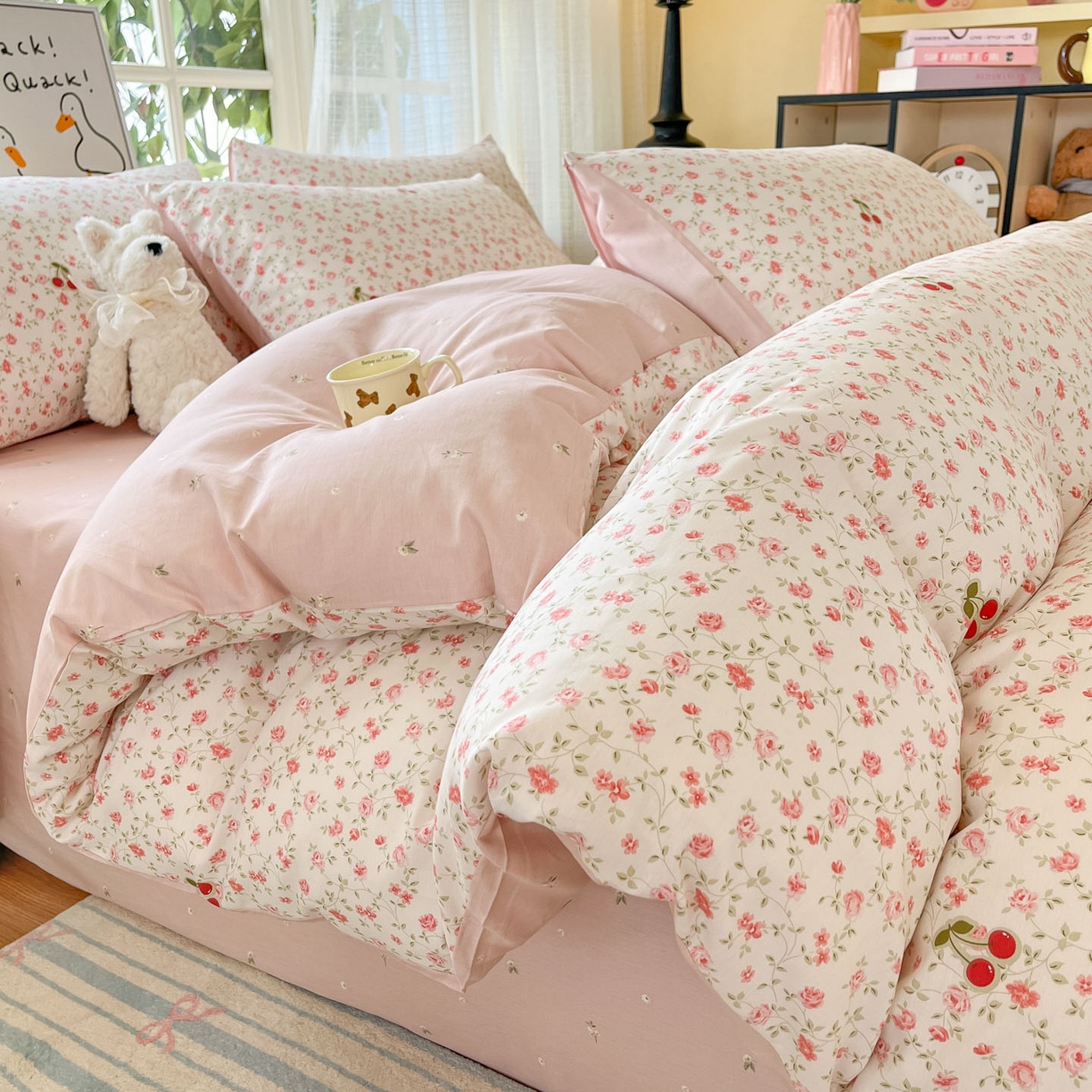 91家纺网 家纺一手货源 找家纺 （总）睡美美家纺 2026新款全棉纯棉斜纹印花喷气小清新四季款学生三件套四件套