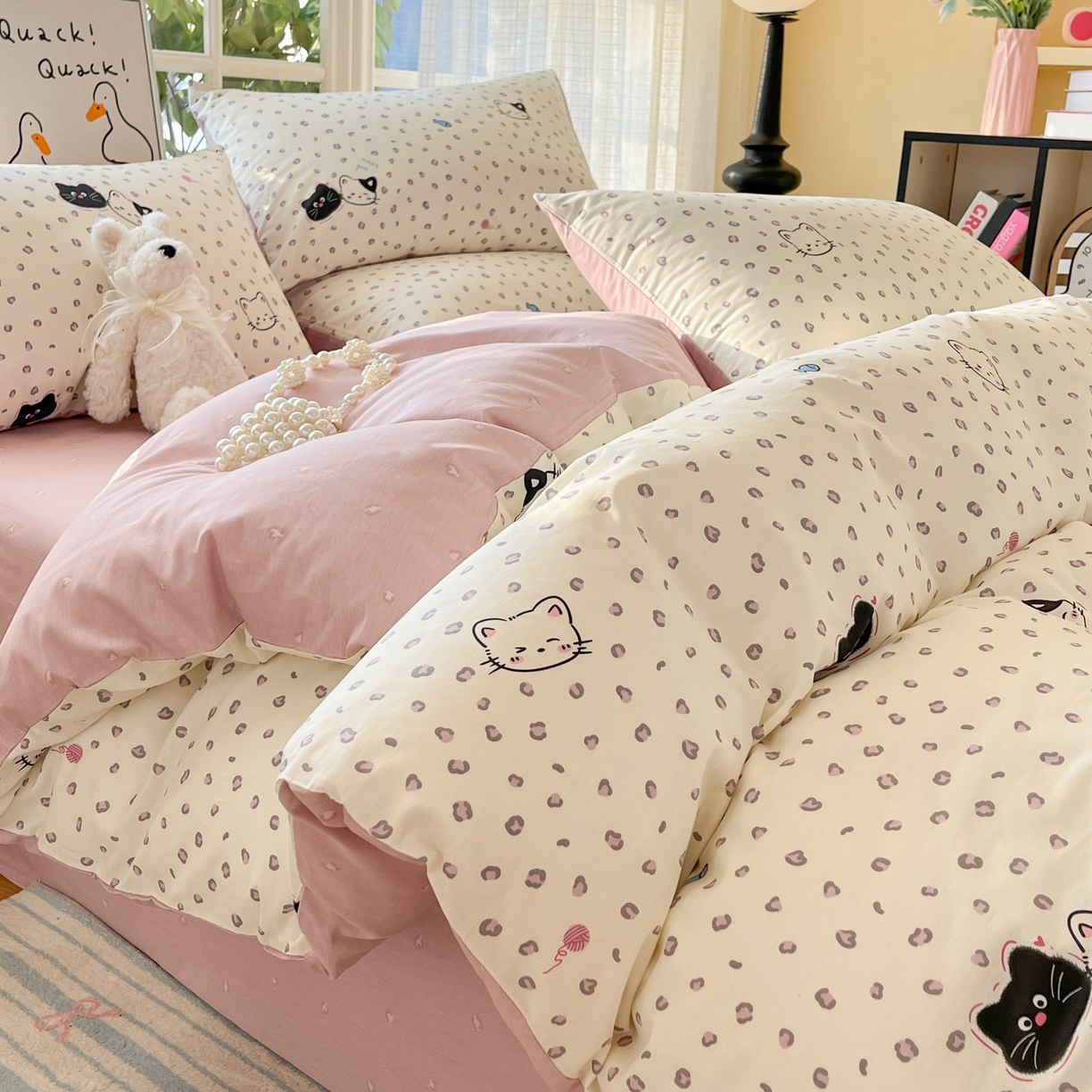 91家纺网 家纺一手货源 找家纺 （总）睡美美家纺 2026新款全棉纯棉斜纹印花喷气小清新四季款学生三件套四件套