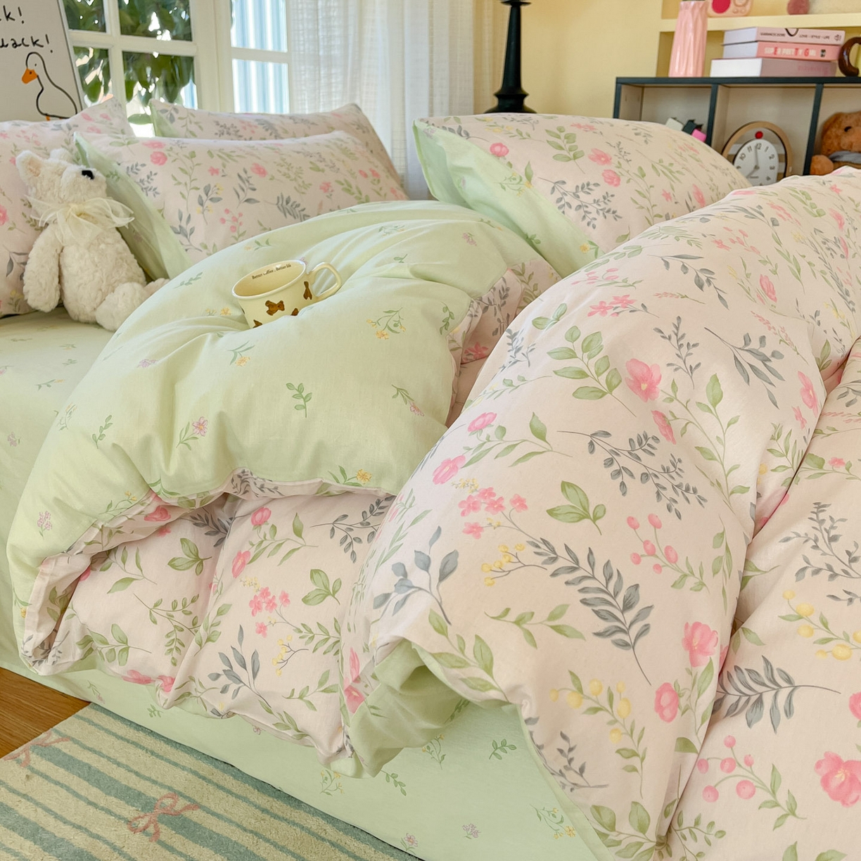 91家纺网 家纺一手货源 找家纺 （总）睡美美家纺 2026新款全棉纯棉斜纹印花喷气小清新四季款学生三件套四件套