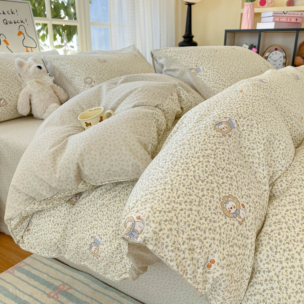 91家纺网 家纺一手货源 找家纺 （总）睡美美家纺 2026新款全棉纯棉斜纹印花喷气小清新四季款学生三件套四件套