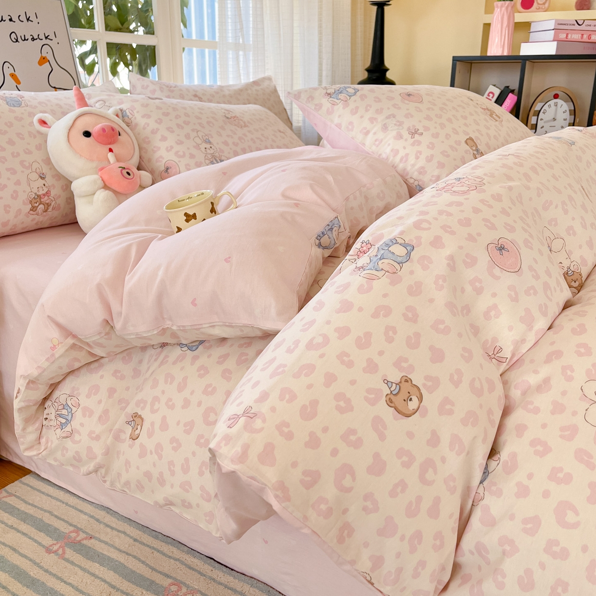 91家纺网 家纺一手货源 找家纺 （总）睡美美家纺 2026新款全棉纯棉斜纹印花喷气小清新四季款学生三件套四件套