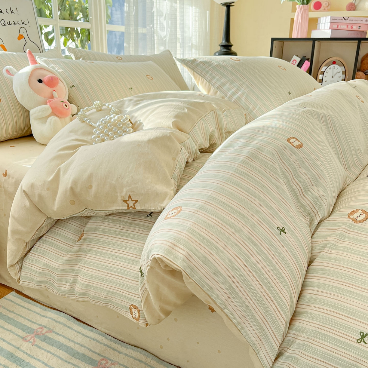 91家纺网 家纺一手货源 找家纺 （总）睡美美家纺 2026新款全棉纯棉斜纹印花喷气小清新四季款学生三件套四件套