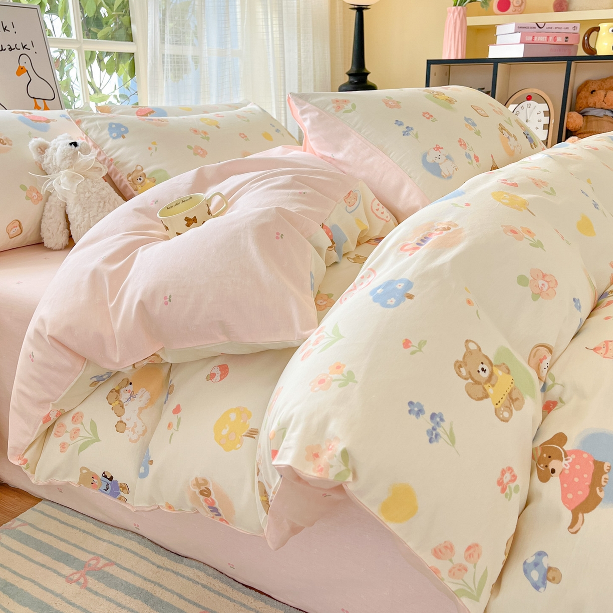 91家纺网 家纺一手货源 找家纺 （总）睡美美家纺 2026新款全棉纯棉斜纹印花喷气小清新四季款学生三件套四件套