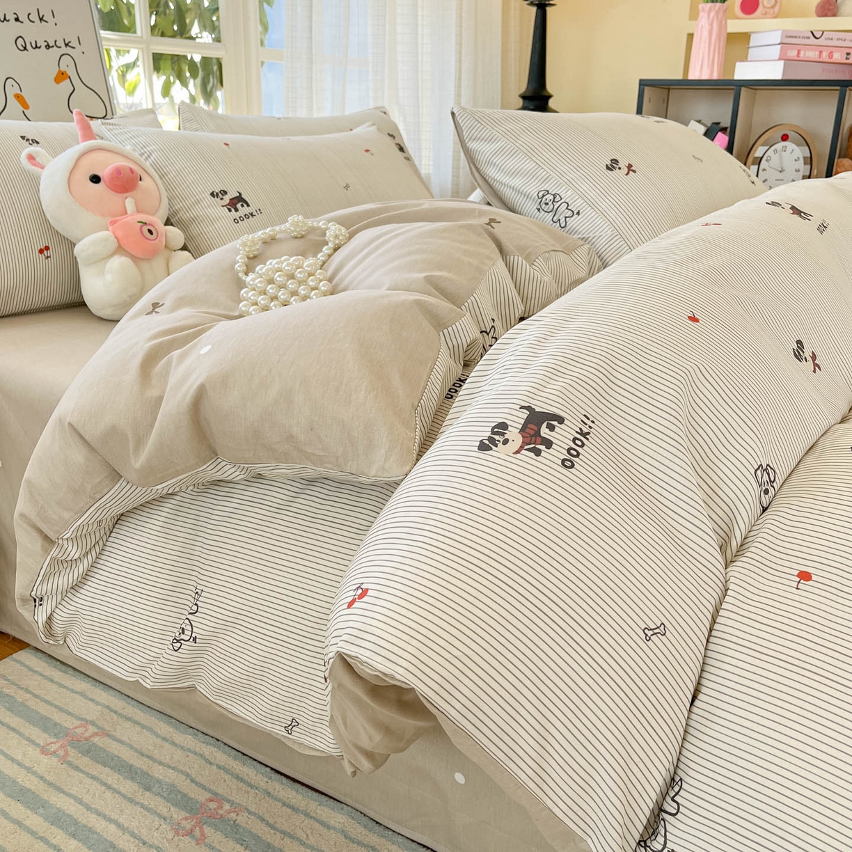 91家纺网 家纺一手货源 找家纺 （总）睡美美家纺 2026新款全棉纯棉斜纹印花喷气小清新四季款学生三件套四件套