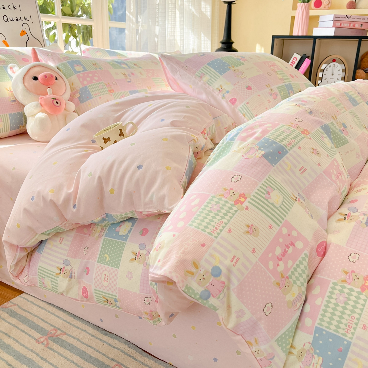 91家纺网 家纺一手货源 找家纺 （总）睡美美家纺 2026新款全棉纯棉斜纹印花喷气小清新四季款学生三件套四件套