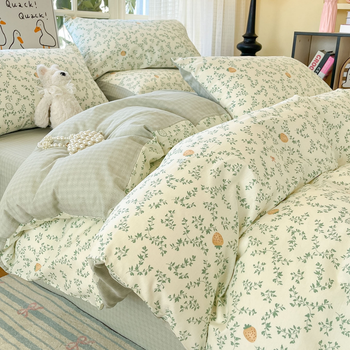 91家纺网 家纺一手货源 找家纺 （总）睡美美家纺 2026新款全棉纯棉斜纹印花喷气小清新四季款学生三件套四件套