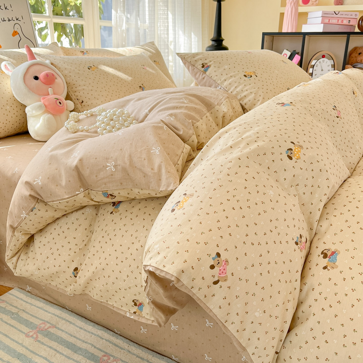 91家纺网 家纺一手货源 找家纺 （总）睡美美家纺 2026新款全棉纯棉斜纹印花喷气小清新四季款学生三件套四件套