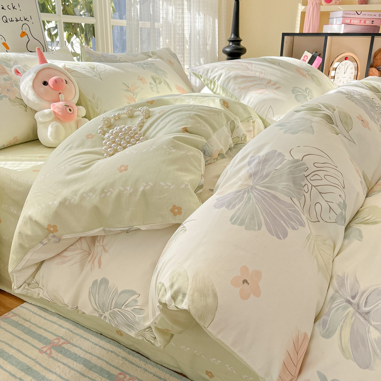 91家纺网 家纺一手货源 找家纺 （总）睡美美家纺 2026新款全棉纯棉斜纹印花喷气小清新四季款学生三件套四件套