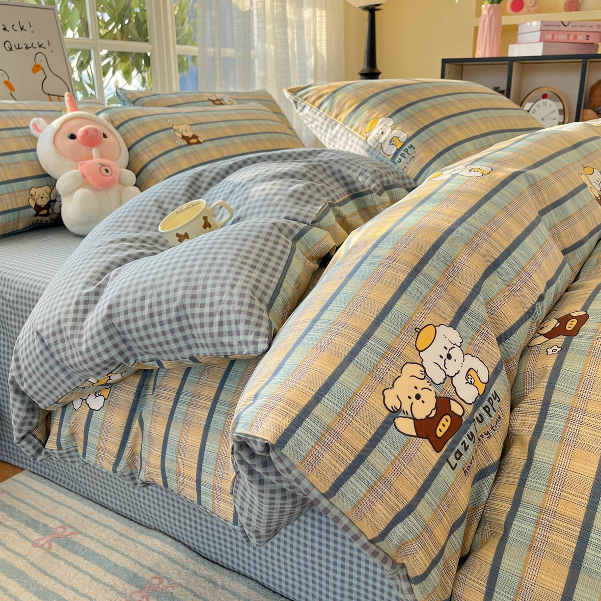 91家纺网 家纺一手货源 找家纺 （总）睡美美家纺 2026新款全棉纯棉斜纹印花喷气小清新四季款学生三件套四件套