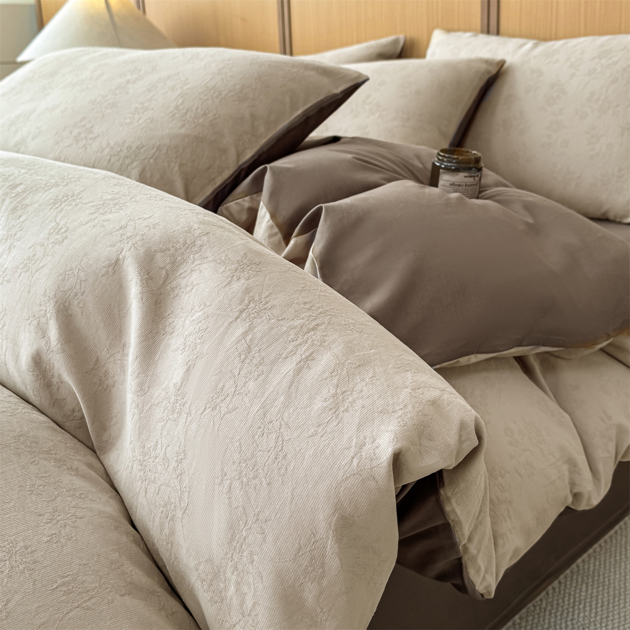 91家纺网 家纺一手货源 找家纺 （总）灰鲸 2026新款全棉纯棉三层纱色织提花四件套