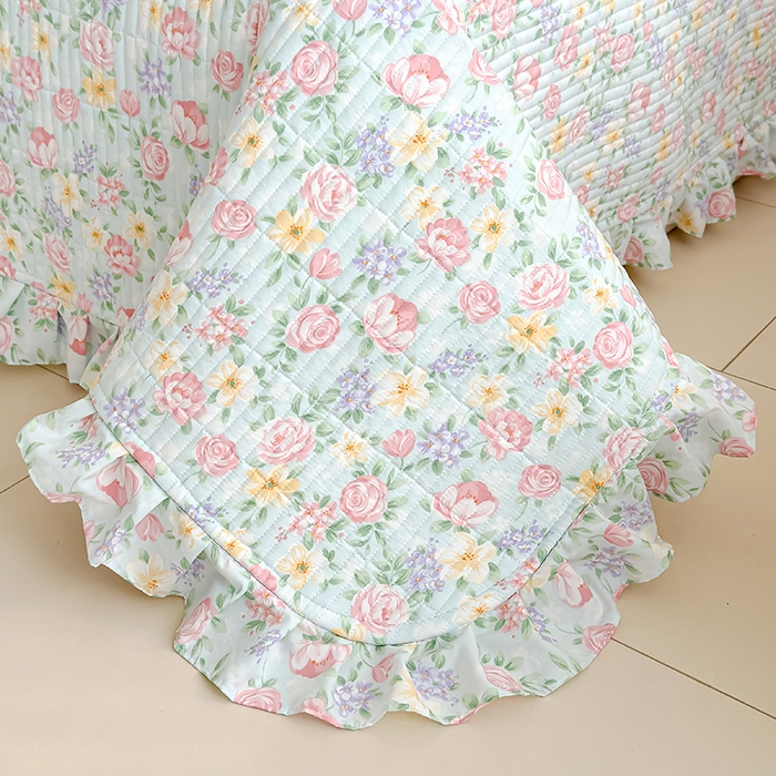 91家纺网 家纺一手货源 找家纺 归属 2026春夏新款古法仿棉单床盖床盖三件套 雾漫玫瑰