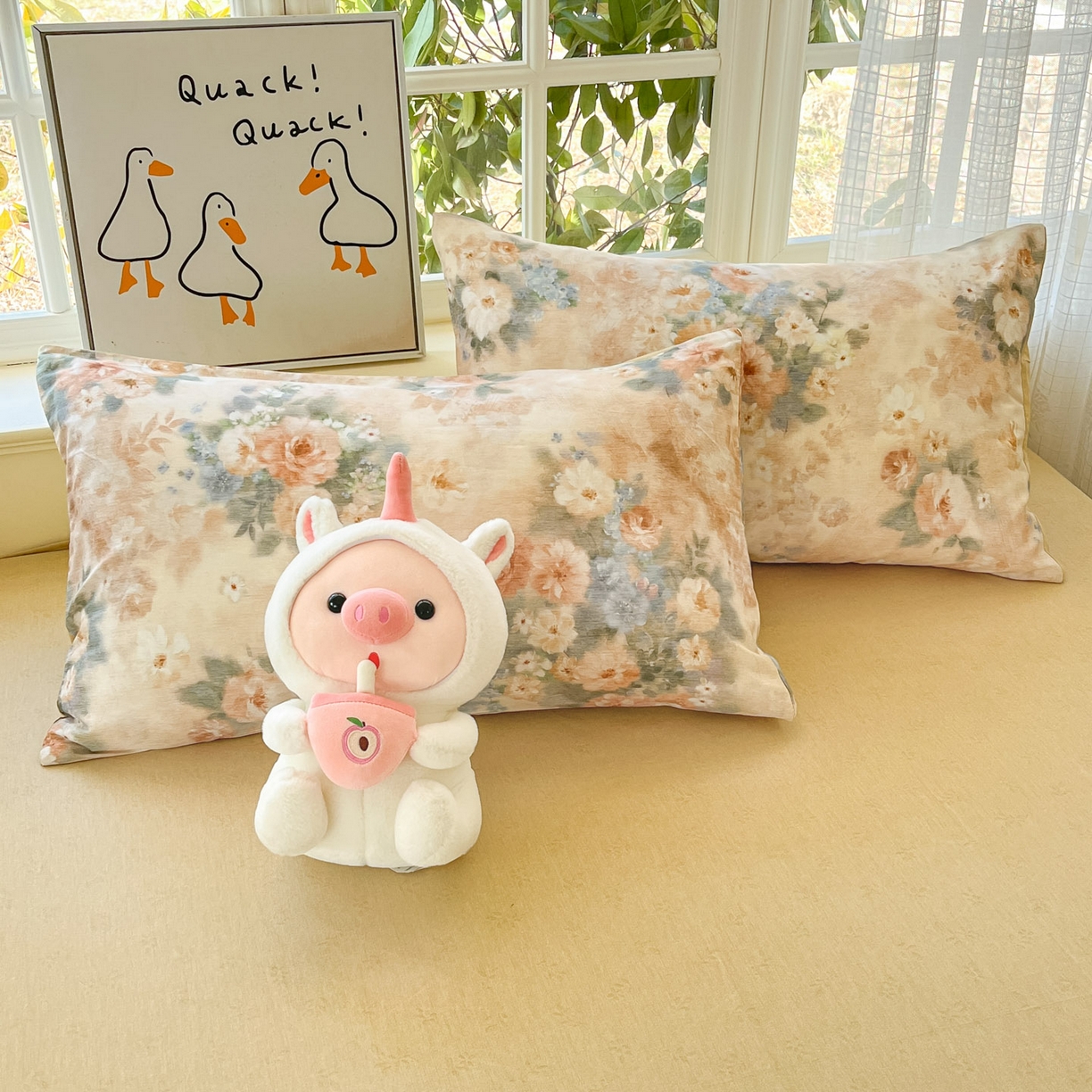 91家纺网 家纺一手货源 找家纺 睡美美家纺 2026新款全棉纯棉斜纹印花喷气小清新四季款学生三件套四件套 锦绣园