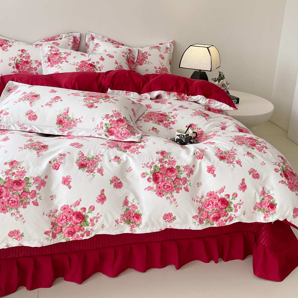 91家纺网 家纺一手货源 找家纺 锦彩家居 2026新款皱皱水洗棉床盖四件套 安妮