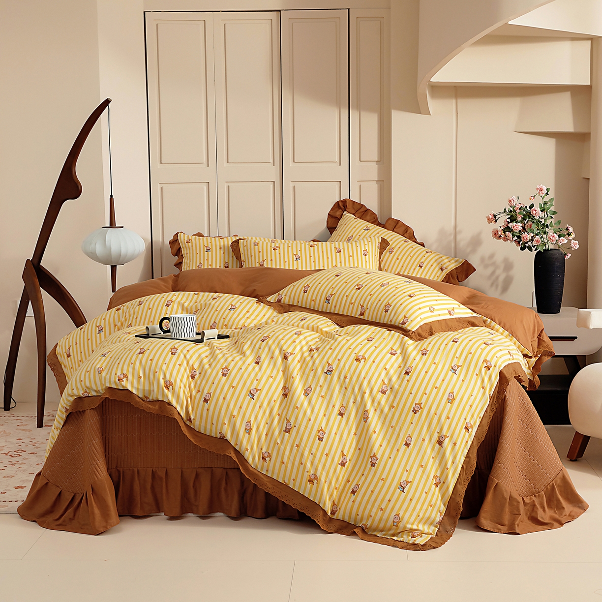 91家纺网 家纺一手货源 找家纺 （总）情煊家纺 2026新款全棉双层纱花边款绣花款四件套