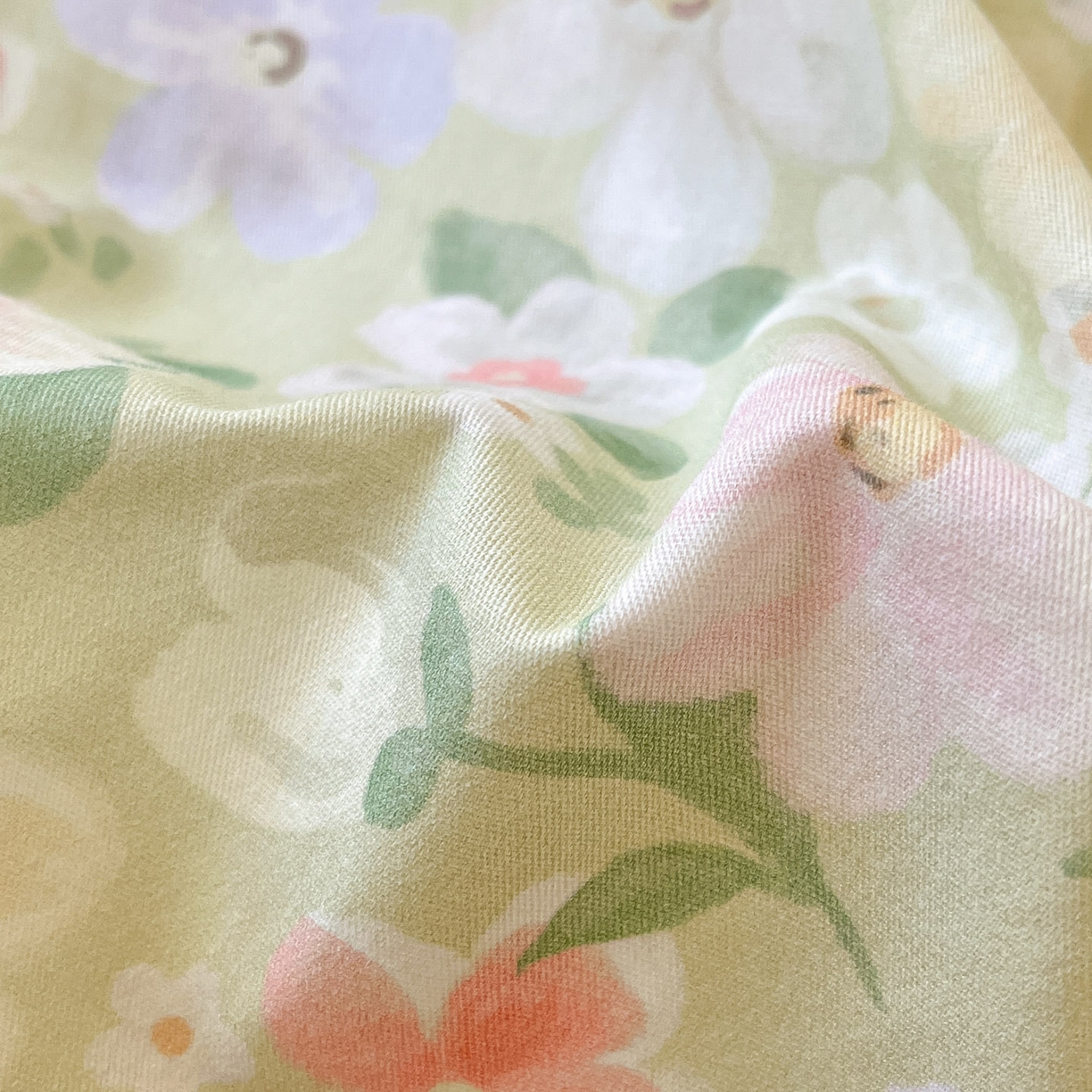 91家纺网 家纺一手货源 找家纺 睡美美家纺 2026新款全棉纯棉斜纹印花喷气小清新四季款学生三件套四件套 绿意