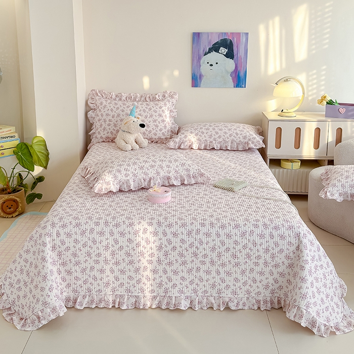 91家纺网 家纺一手货源 找家纺 归属 2026春夏新款古法仿棉单床盖床盖三件套 星漫花海