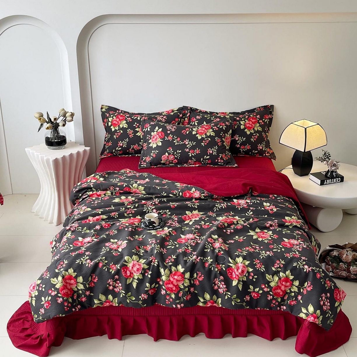 锦彩家居 2026新款皱皱水洗棉夏被床盖四件套 海德花园