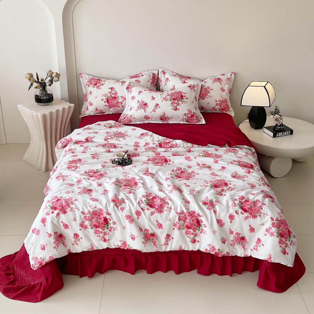 锦彩家居 2026新款皱皱水洗棉夏被床盖四件套 安妮