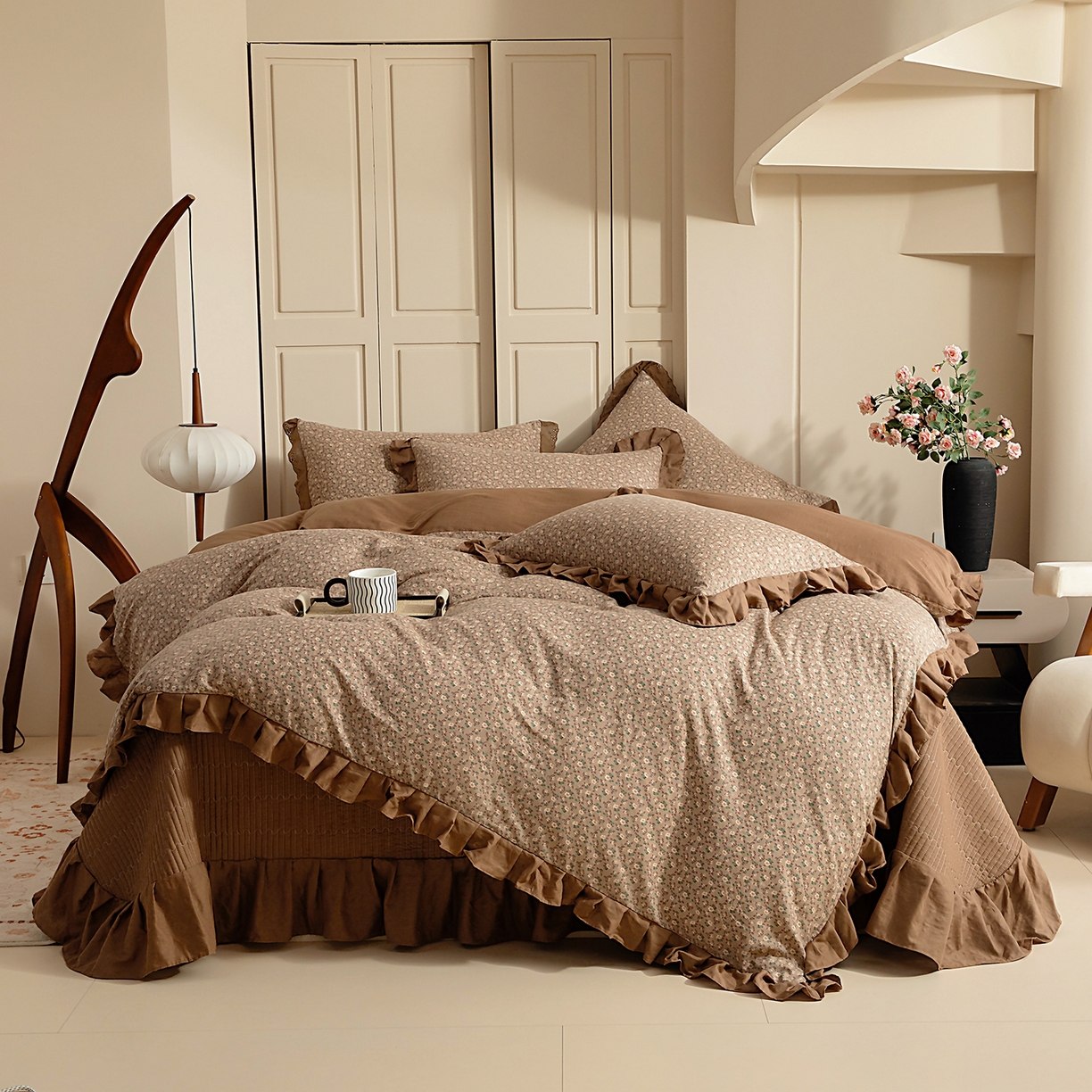 91家纺网 家纺一手货源 找家纺 （总）情煊家纺 2026新款全棉双层纱花边款绣花款四件套