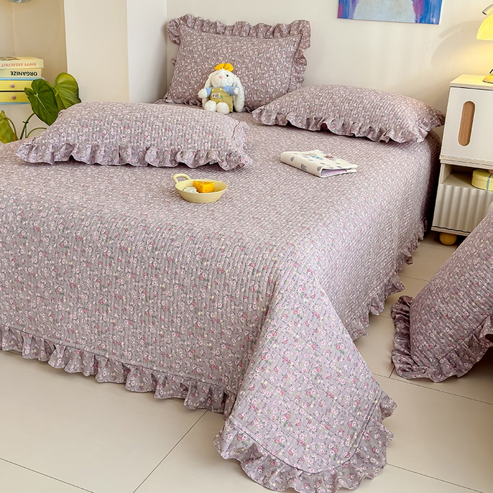 归属 2026春夏新款古法仿棉单床盖床盖三件套 悠悠花园